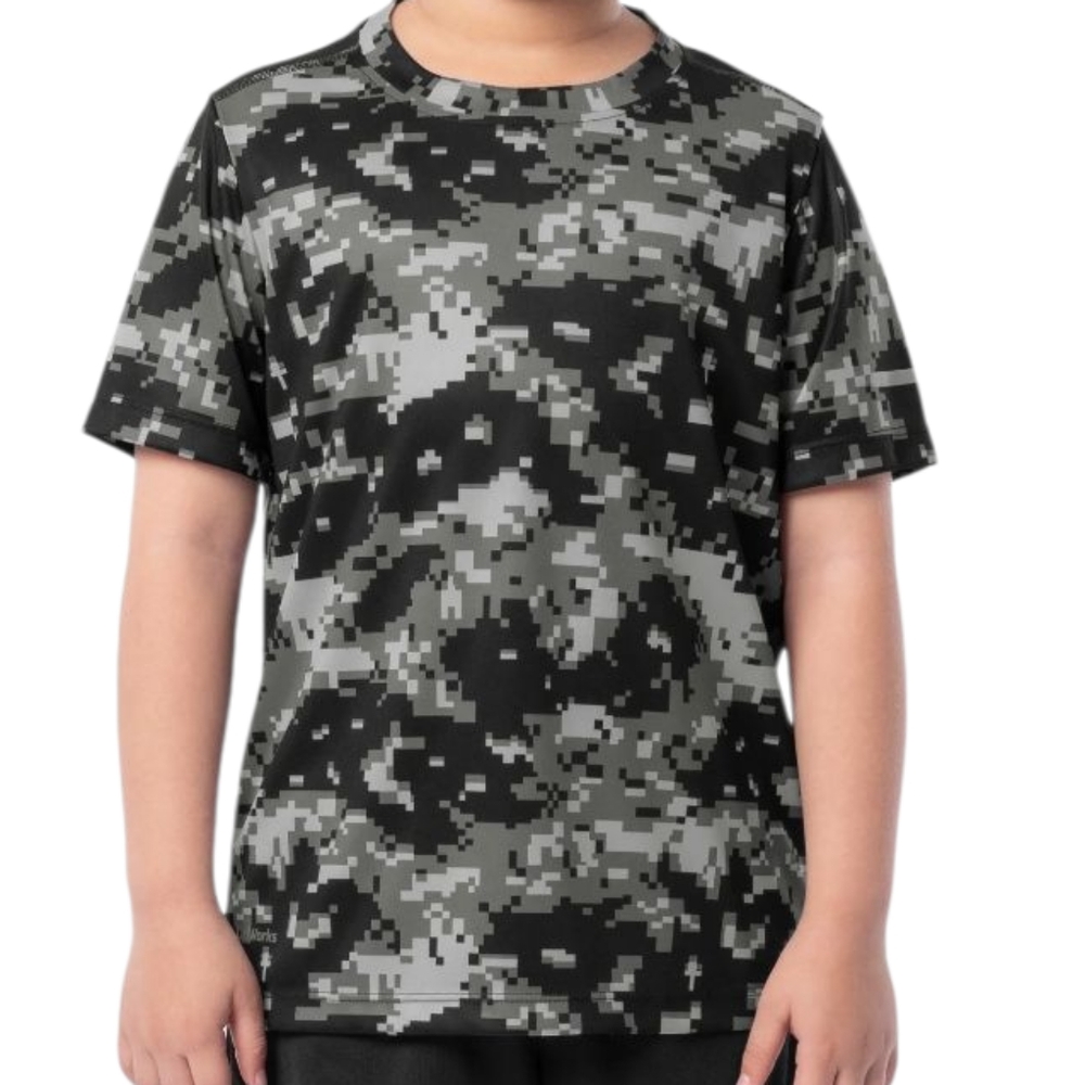 Athletic Works Boys Kids Core Active T-shirt Black Camo Size XL 14-16